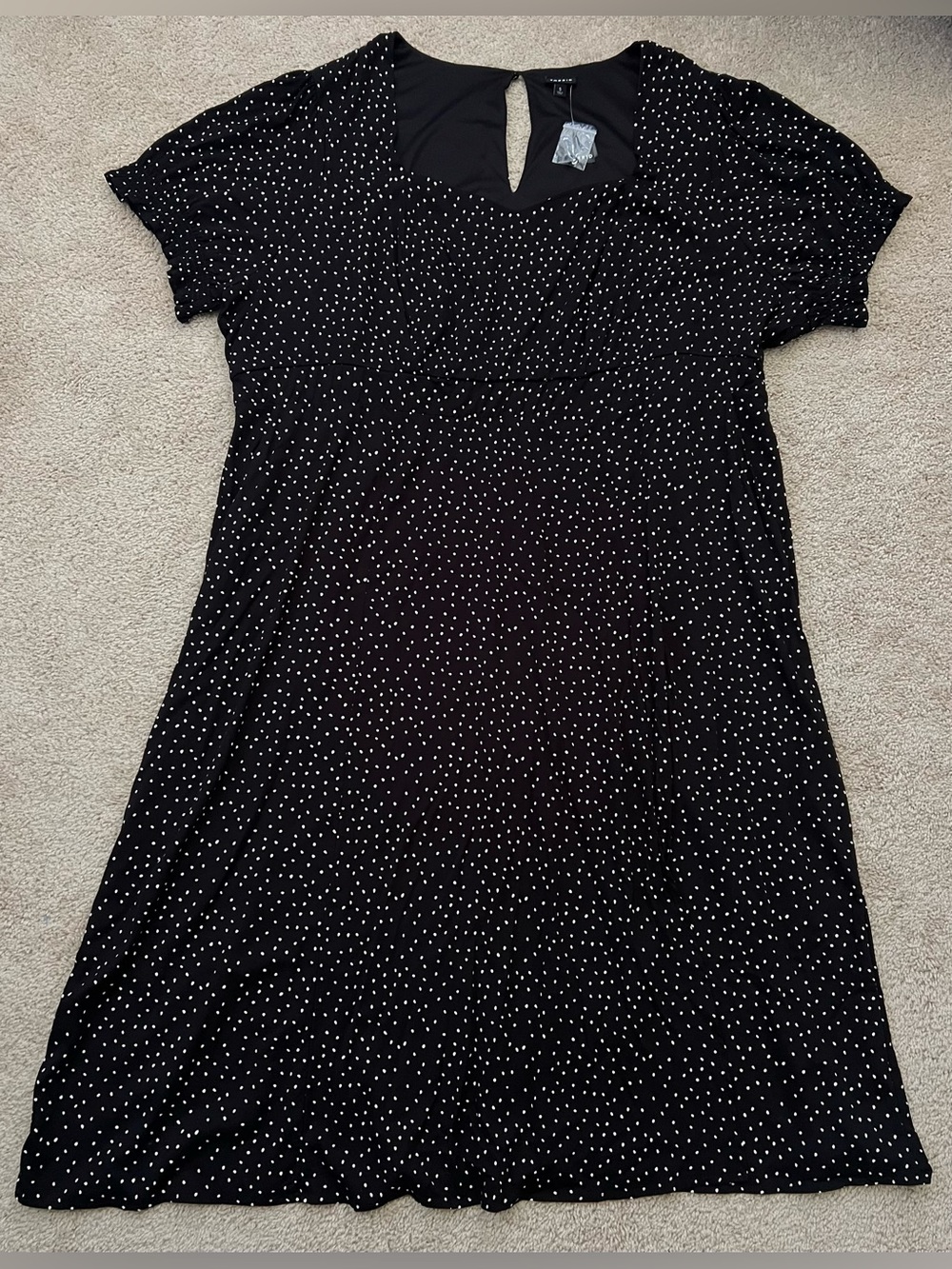 NWT Torrid Midi Dress 5 / 5X Black White Polka Dot Smocked Sleeve